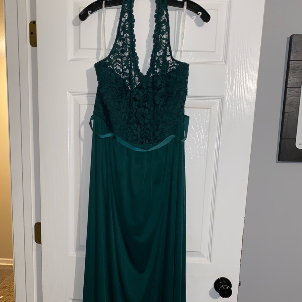 COPY - Long Mesh Dress with Lace Halter Bodice - Juniper